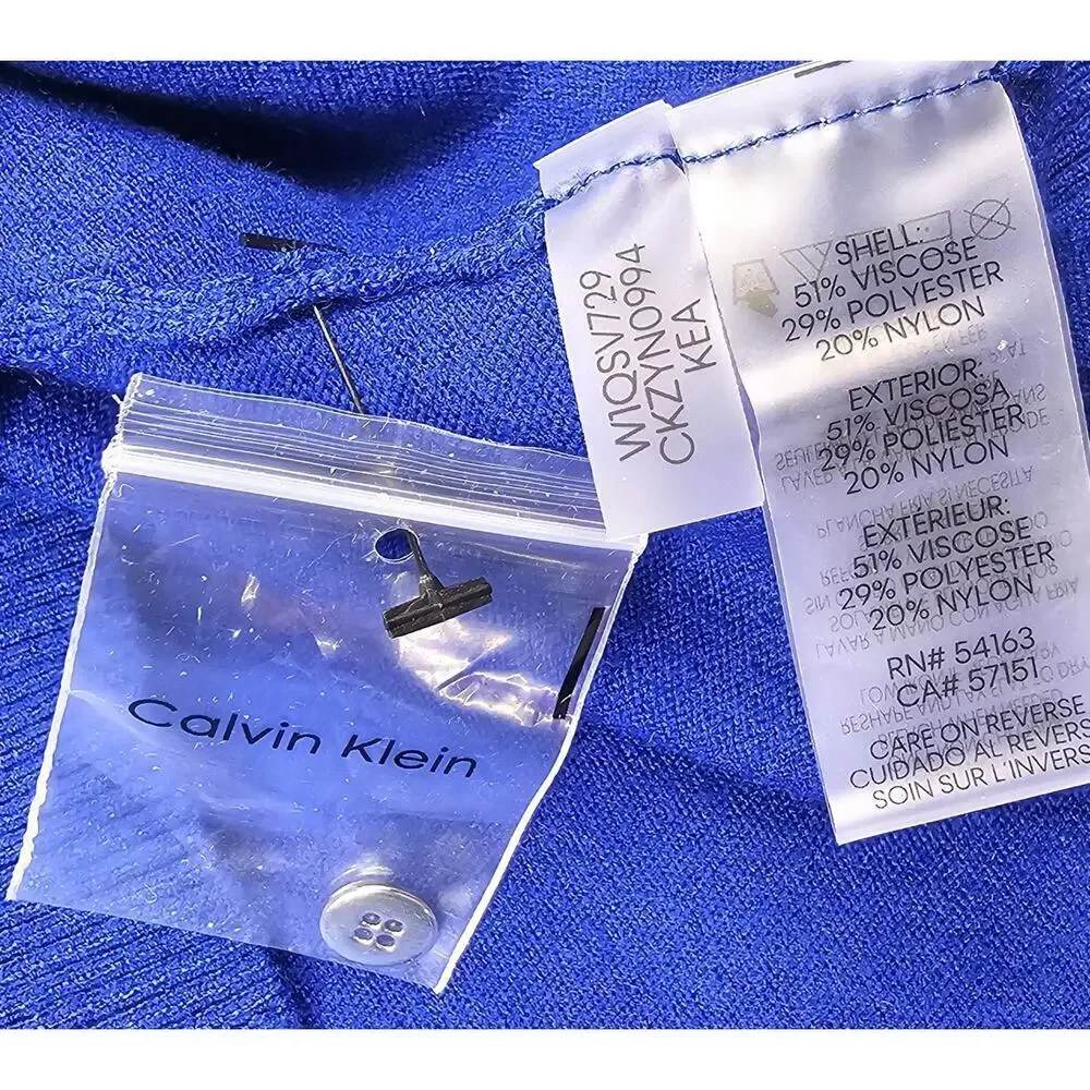 NWT CK 2X bright blue crew neck sweater career casual winter soft relaxed fit